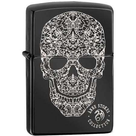 Zippo Zippo Anne Stokes Skull, High Polish Black, Laser Fancy Fill ZIP-49143